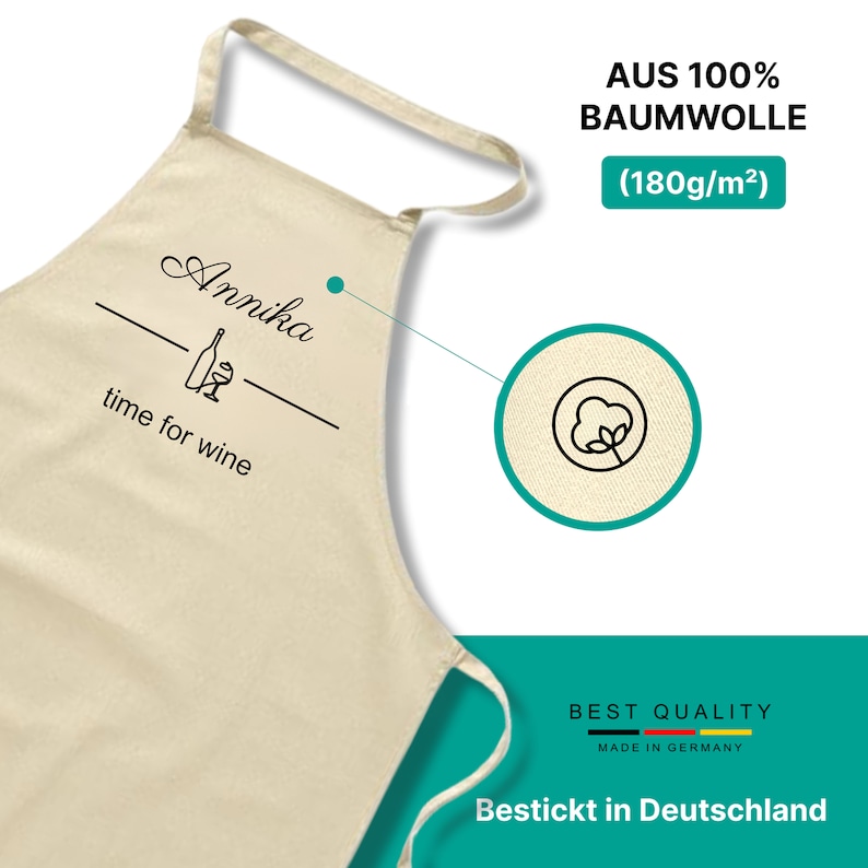 my STITCHERY Schürze personalisiert mit Motiv & Wunschtext bestickt Individuell personalisierte Kochschürze aus hochwertiger Baumwolle zdjęcie 3