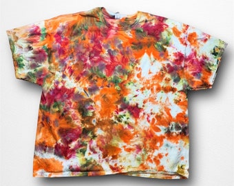 3XL ice dyed fall tie dye t shirt, floral inspired