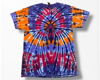 Medium Orange & Purple Spider Tie Dye Tshirt - Unisex - Perfect for Halloween