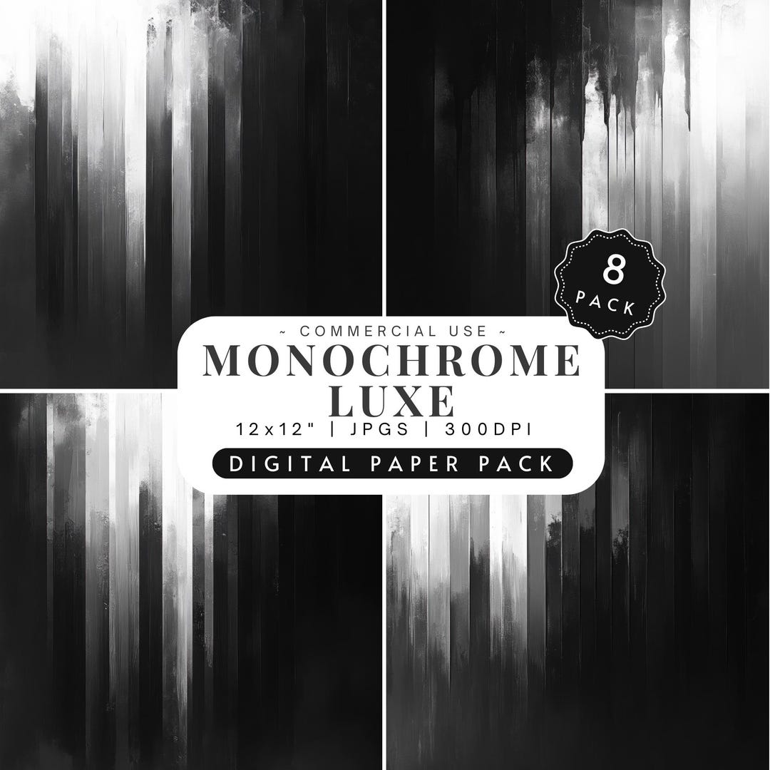 Black and White Abstract Digital Paper 12x12 Texture Background for ...