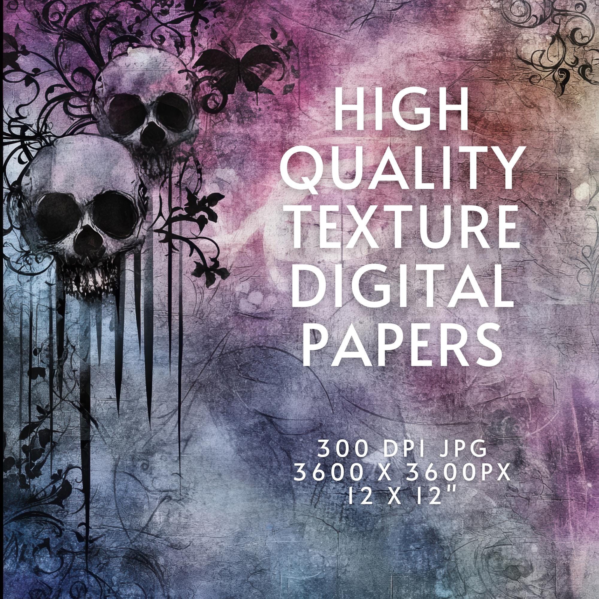 Ethereal Gothic Skulls Digital Paper Pack Dark Vintage Texture ...