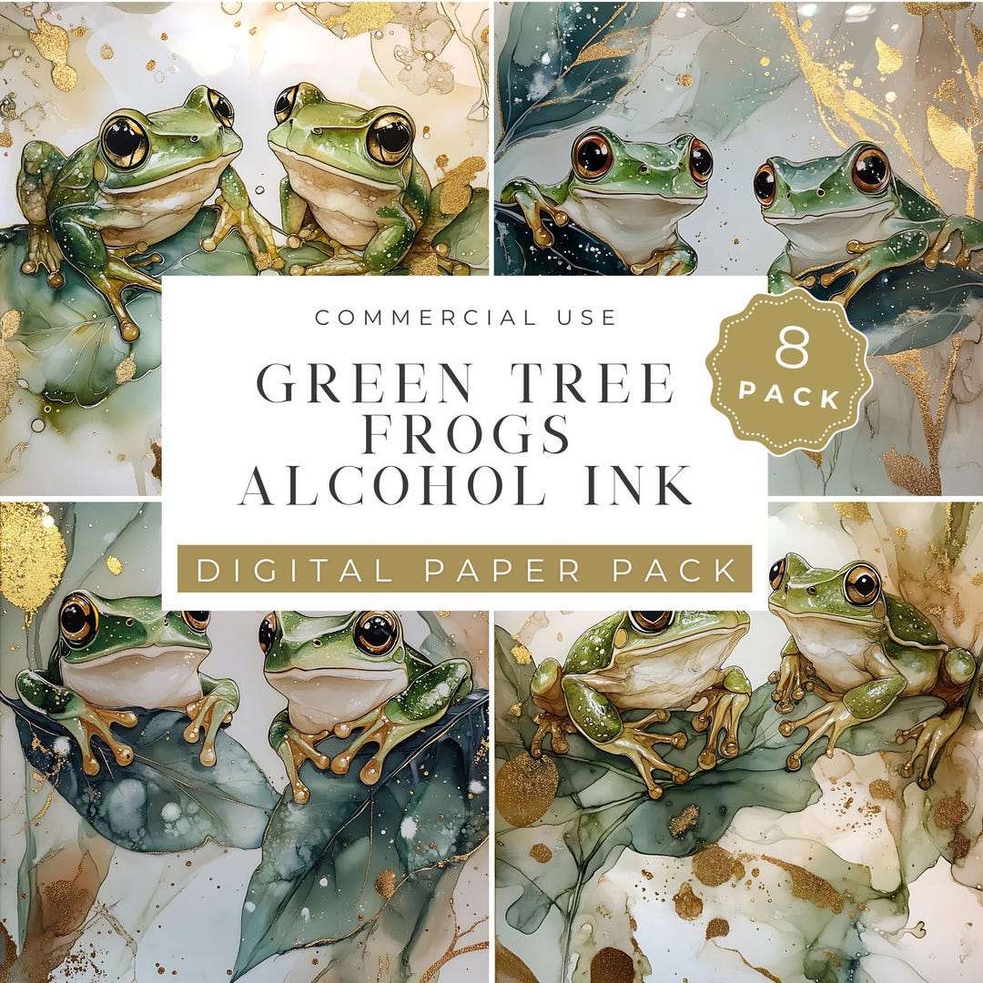 Green Tree Frogs Alcohol Ink Digital Paper Pack (12x12 Jpgs) - Etsy