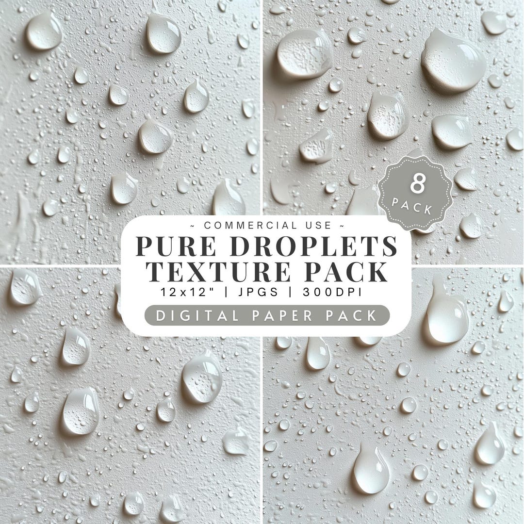 Pure Droplets Water Texture Backgrounds Digital Paper Pack 8 High Res ...
