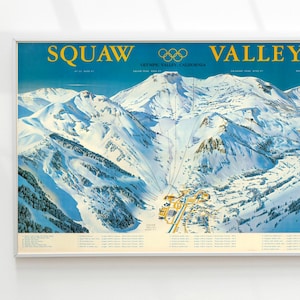Vintage California Ski Poster, Lodge Decor, Ski Resort Decoration, Retro Skiing Poster, Chalet Decor Poster, Winter Sports Ski Gift