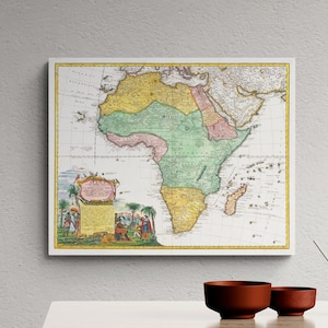 Old Africa Map Vintage Antique Style 1737 Map Of Africa Gift For Him Gift For Her Home Decor Canvas Wall Art Fine Art Print