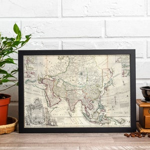 Mapa antiguo de Asia, mapa antiguo de Asia de 1730, de Herman Moll, regalo para él, regalo para ella, decoración del hogar, lienzo, arte de pared, póster impreso
