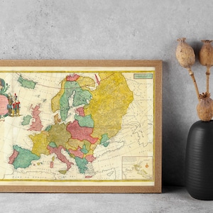 Alte Europa Karte, 1708 Vintage Antique Style Karte von Europa, von Herman Moll, Geschenk für Ihn Geschenk für sie Wohnkultur Leinwand Wand Kunst Poster Druck