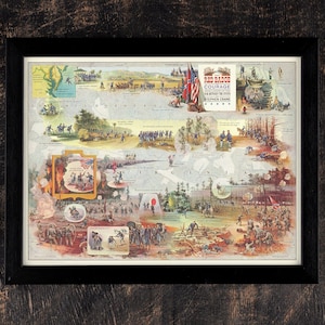 Historical US Civil War Poster, Vintage Military History Art, Rare Old War Art Gift Print, Framed Civil War Scenes Print, Wall Art Poster