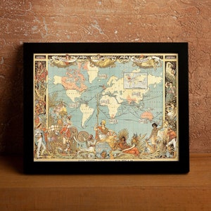 Alte Karte von British Empire, 1886 Vintage antiker Stil Karte der Welt, Geschenk für ihn Geschenk für sie Wohnkultur Leinwand Wandkunst Poster Druck