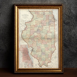 Alte Karte des US Bundesstaates Illinois, 1891 Vintage Karte von Falls, von Appleton, Geschenk für Ihn Geschenk für Sie Wohnkultur Leinwand Wand Kunst Poster