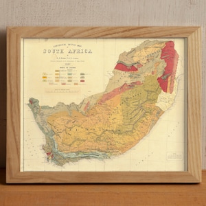 Mapa antiguo de África, mapa antiguo de África de 1887, de E. J. Dunu, regalo para él, regalo para ella, decoración del hogar, lienzo, arte de pared, póster impreso