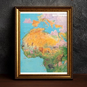 Old Africa Map, 1973 Antique Vintage Map of Africa, Rare Africa Gift Map, Canvas Map Print, Old Historical Wall Art Poster
