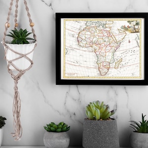 Mapa antiguo de África, mapa antiguo de África de 1740, de G. Albrizzi, regalo para él, regalo para ella, decoración del hogar, lienzo, arte de pared, póster impreso