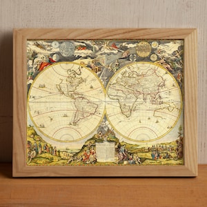 Old World Map, 1700 Vintage Antique Style Map of the World, by P. Petrini, Gift For Him Gift For Her Home Decor Canvas Wall Art Poster Print