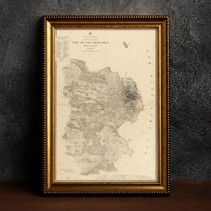 Alte San Francisco Karte, 1893 Vintage Antique Style Karte von San Francisco, von Rodgers, Geschenk für ihn Wohnkultur Leinwand Wandkunst Poster Druck