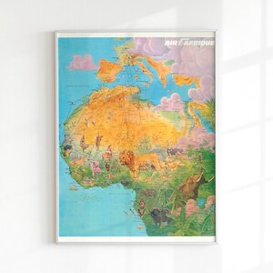 Old Africa Map, 1973 Antique Vintage Map of Africa, Rare Africa Gift Map, Canvas Map Print, Old Historical Wall Art Poster