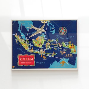 Old Southeast Asia Map, 1935 Antique Style Vintage Map of Asia, Rare Indonesia Gift Map, Framed Map Print, Old Historical Wall Art Poster