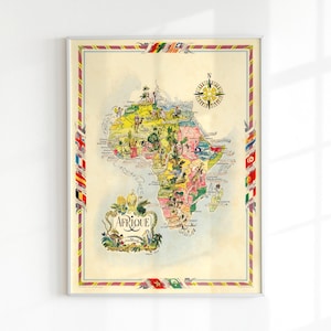 Old Africa Map, 1951 Antique Vintage Map of Africa, Rare Africa Gift Map, Canvas Map Print, Old Historical Wall Art Poster