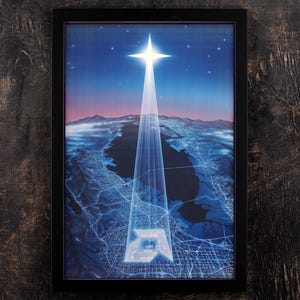 Vintage nachtposter Silicon Valley, jaren 1970 stijl Alien Invasion Art, zeldzame retro San Francisco print, jaren 70 Silicon Valley ufo muur decor cadeau