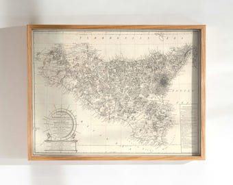 Old Sicily Map, 1794 Antique Style Vintage Map of Sicily Italy, Rare Sicilia Gift Map, Canvas Map Print, Old Historical Wall Art Poster