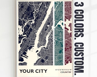 Custom Printable Map, Digital Download Custom City Map Poster, Hometown Custom Map Print, Any Town Minimalist Map Art, DIGITAL Print Gift