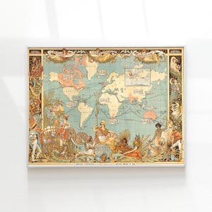 Old British Empire Map, 1886 Vintage Antique Style Map of the World, Gift For Him Gift For Her Home Decor Canvas Wall Art Poster Print