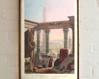 Vintage Klassische Ägypten Kunst, Antikes Ägyptisches Poster, Alte Historische Ägypten Illustration Poster, Ägyptische Architektur Druck, Wand dekor