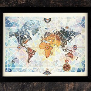Old World Map, 1960 Antique Style Vintage Map of the World, Rare World Gift Map, Canvas Map Print, Old Historical Wall Art Poster