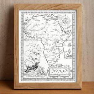 Ancienne carte de l'Afrique, 1955 ancienne carte de l'Afrique, carte cadeau Afrique rare, impression carte sur toile, vieille affiche d'art mural historique