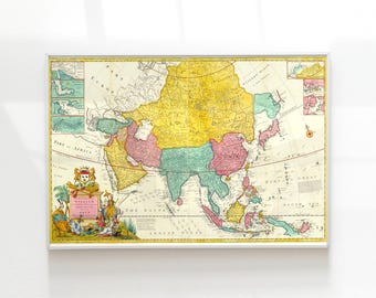 古代アジア地図（1840年）：高解像度デジタルダウンロード - Etsy 日本