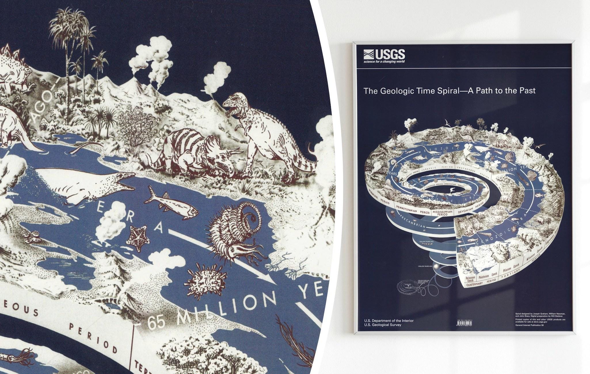 Timeline Rare Biology Art Print, Vintage Style Geologic Time Spiral, Rare Evolution ...