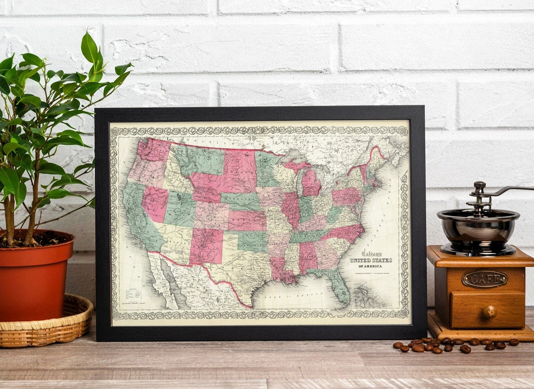 Old United States Map 1865 Vintage - Il 1080xN.6241619189 152v 