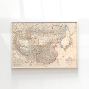 Old Asia Map, 1843 Vintage Antique Style Map of Asia, by H. Berghaus, Gift For Him Gift For Her Home Decor Canvas Wall Art Poster Print