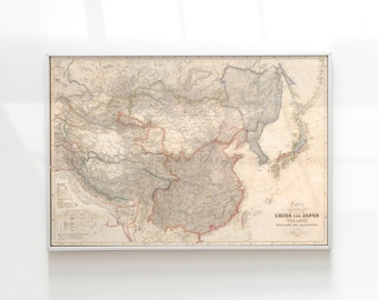 1914年東アジア大型オリジナルアンティーク地図、17 x 22インチ、歴史