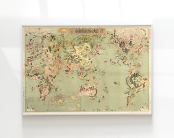 日本の双六の世界地図（1926年）｜魅力的な寓話｜ヴィンテージウォール