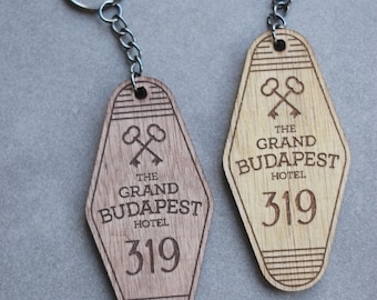 Wooden Movie Keyring Retro Hotel Style - The Grand Budapest Hotel