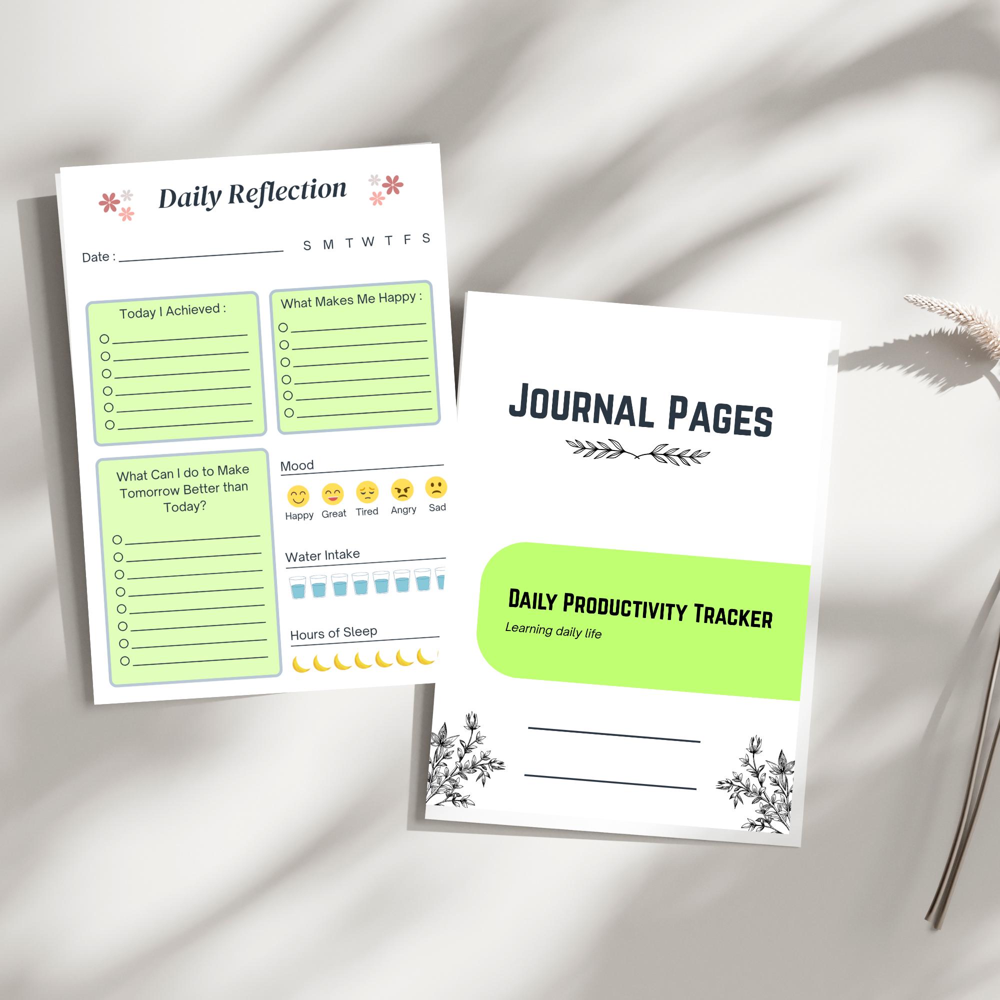 Daily Productivity Tracker | Printable Journal Pages | Productivity Planner | Time Management ...