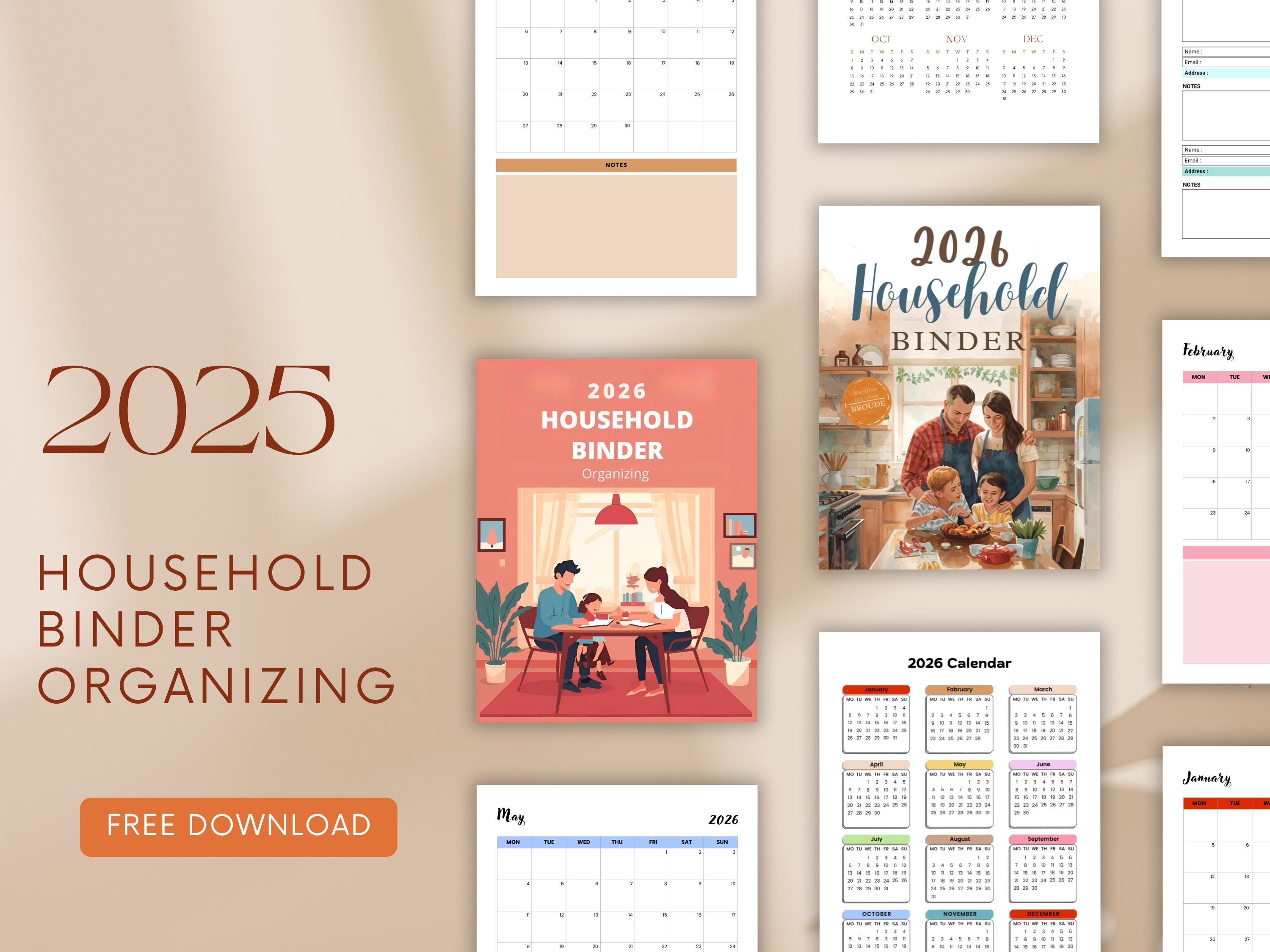 2026 Household Planner Binder | Printable Home Management Organizer ...