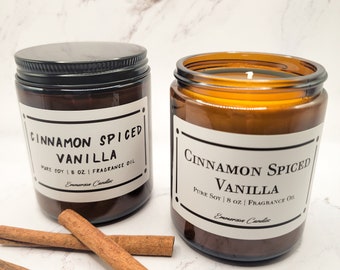 Cinnamon Spiced Vanilla Candle | 8 oz. | Handmade | Customizable | 100 % Soy | Non GMO