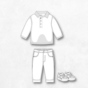 Baby boy collection Fashion Flat Templates / Technical Drawings / Fashion CAD for Adobe Illustrator / Fashion flat sketch