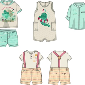 Baby boy clothing, ocean theme baby outfit, Vector Baby Clothing Design, baby holiday outfit, toddler boy outfit,Baby Boy Summer Outfit