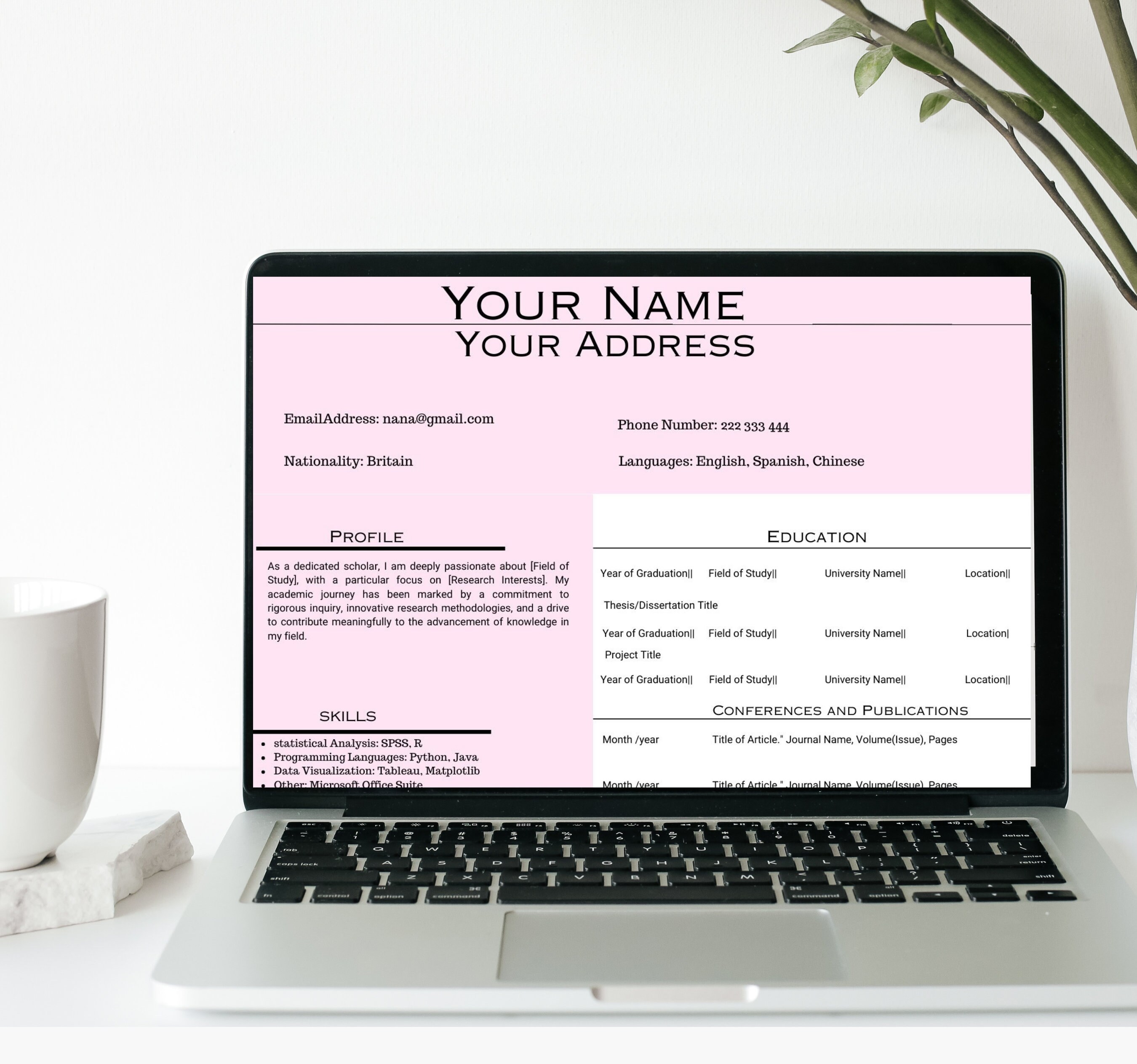 Academic CV Template Resume Template College CV Template Etsy