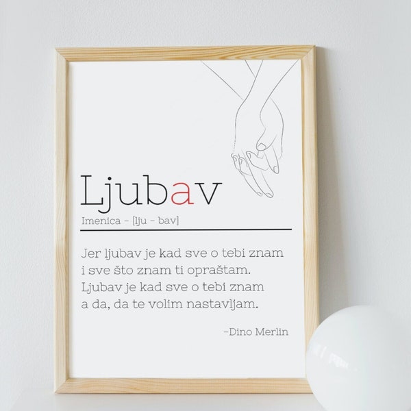 Ljubav Liebe Portrait Dino Merlin Zitat druckbare Design