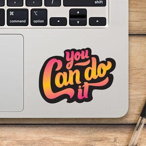 Usted puede hacerlo pegatina para computadora portátil, pegatina colorida con letras de estilo retro, pegatina de vinilo Mackbook, pegatina de dibujos animados - SunfloweerStickers