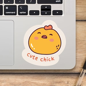 Etiqueta engomada linda del ordenador portátil del polluelo, etiqueta engomada linda del pollo, etiqueta engomada del vinilo de Mackbook, etiqueta engomada de la historieta - SunfloweerStickers