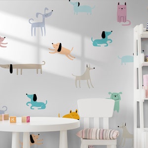 Dogs Set of Wall Stickers, Dachshund, Poodle, Removable Easy Peel & Stick Decals - SunflowerStickers