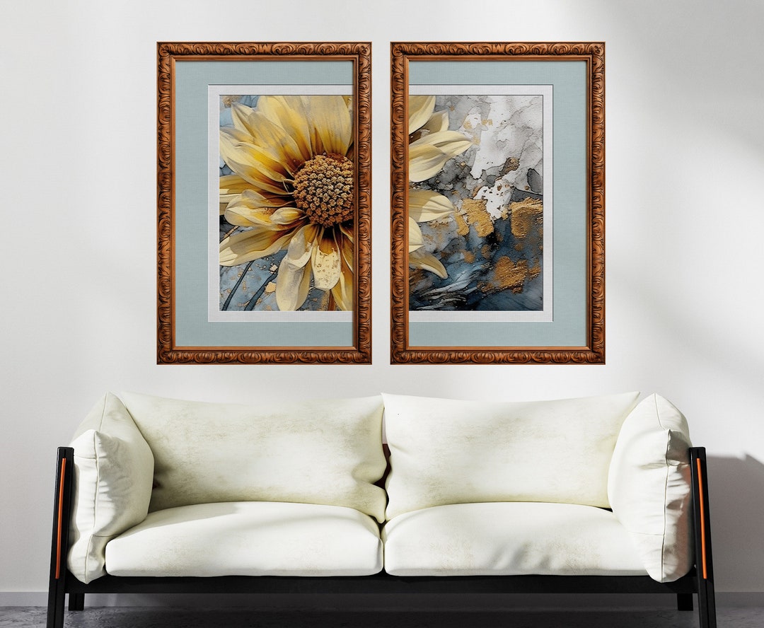 Floral Set of 3D Wall Stickers Frames, Modern Art Painting Style ...