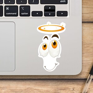 Happy Angel Face Laptop Sticker, Emoji Sticker, Mackbook Vinyl Sticker, Cartoon Sticker - SunfloweerStickers