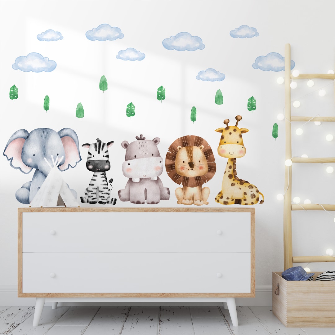 Safari Animals Wall Decals: Peel & Stick Jungle Nursery Decor - Etsy