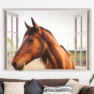 Horse 3D Window Wall Sticker, Removable Easy Peel & Stick Decals - SunflowerStickers
